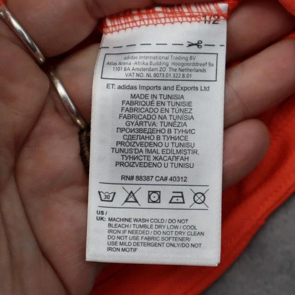 Adidas Shirt Womens M Orange Short Sleeve Crew Neck Logo Pullover Running Top - Picture 8 of 16